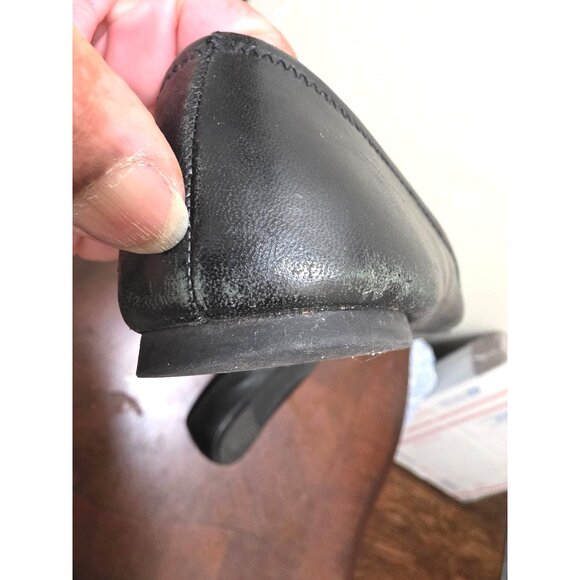 Tory Burch Black Leather Gold Logo Flats Women's Size 8 - Picture 11 of 12